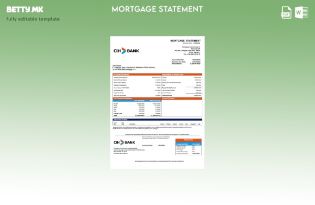 модерен стил Мароко Кредит Immobilier et Hôtelier изјава за хипотека за Word и P